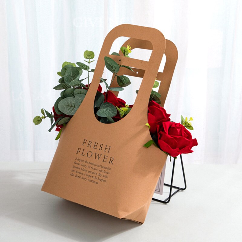 1PC Blume Kasten Kraft Papier Pakcling Faltbare DIY Liefert Tote Tasche Multifunktions