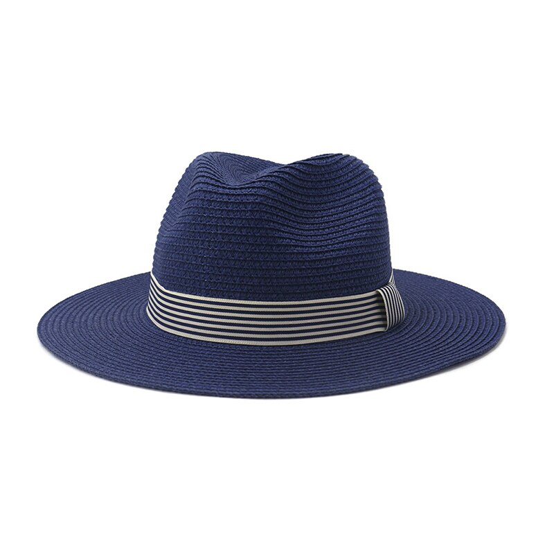 Straw Hat Women Summer Sun Beach Panama Wide Brim Ribbon UV Protection Outdoor Accessory