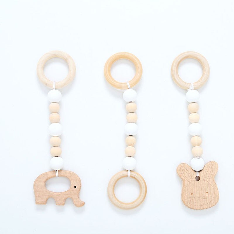 Juego de gimnasio de estilo nórdico para bebé, juguete sensorial con anilla, marco de madera, estante de ropa para habitación infantil, , decoración para habitación infantil, 1 Juego: 7