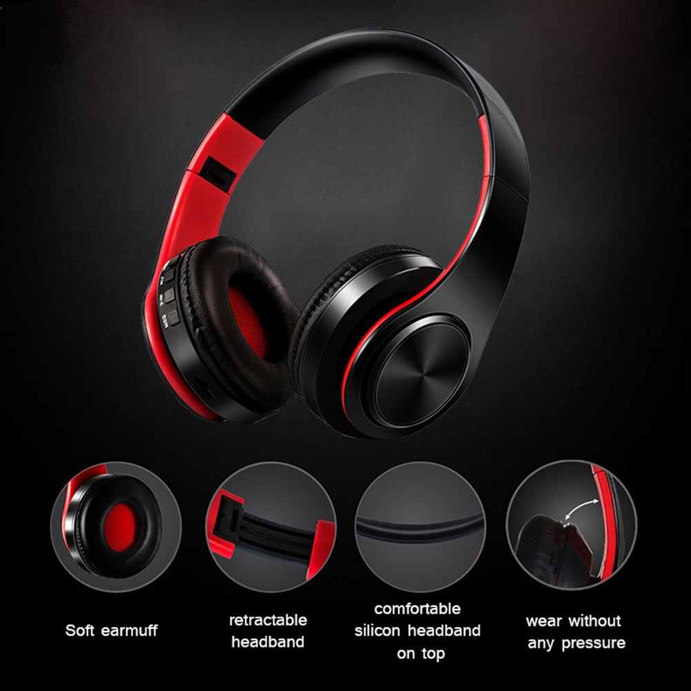 Foldable Over-Ear HiFi Stereo Bluetooth 5.0 Wireless Headphone Sports Headset