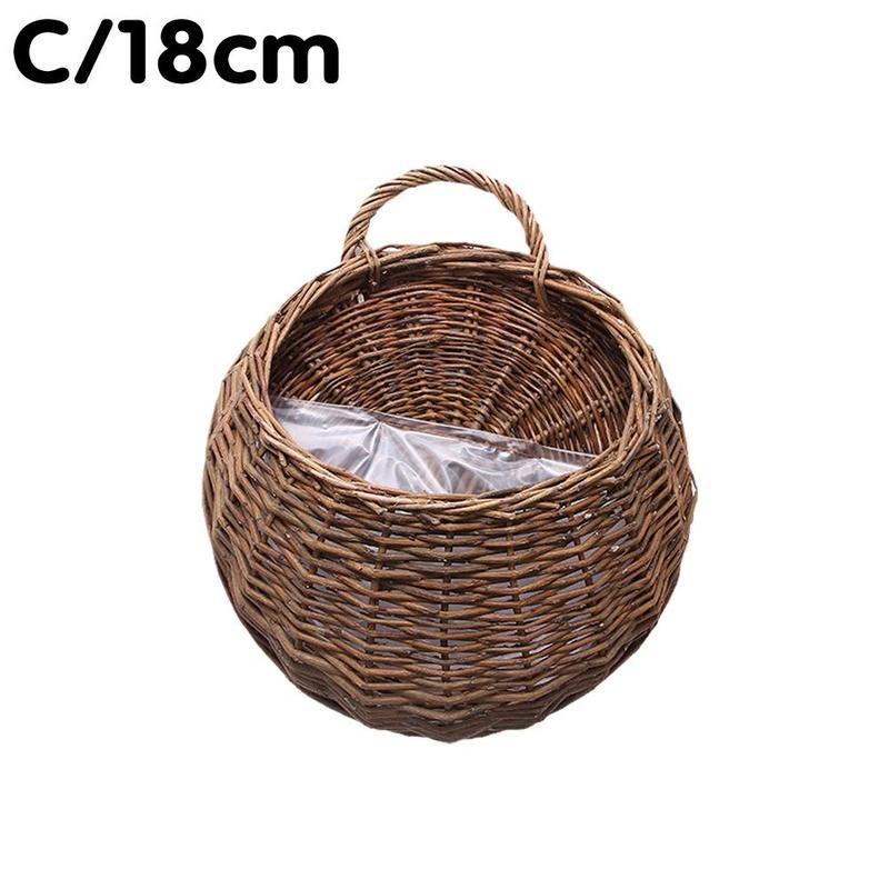 Flower Basket Wall Hanging Natural Wicker Flower Pot Home Rattan Basket Planter Container Decoration Vase Wall Storage Gard N0f8: 18CM primary color