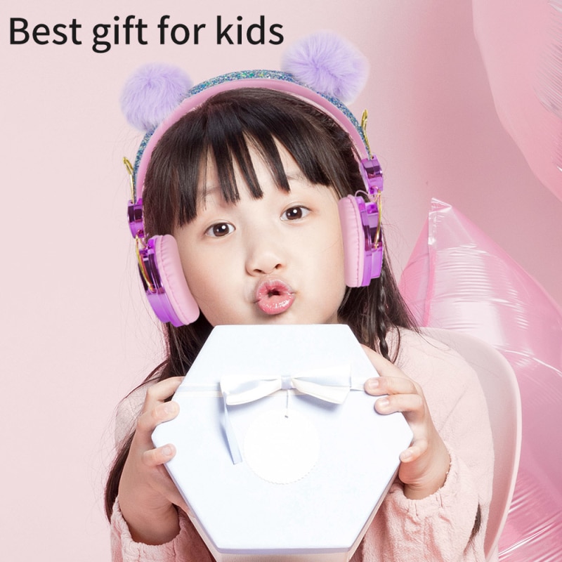 Funny Kids Headset Colorful Diamond Girl Wired Headphones Music Stereo Phone Earphones Children Christmas Brithday