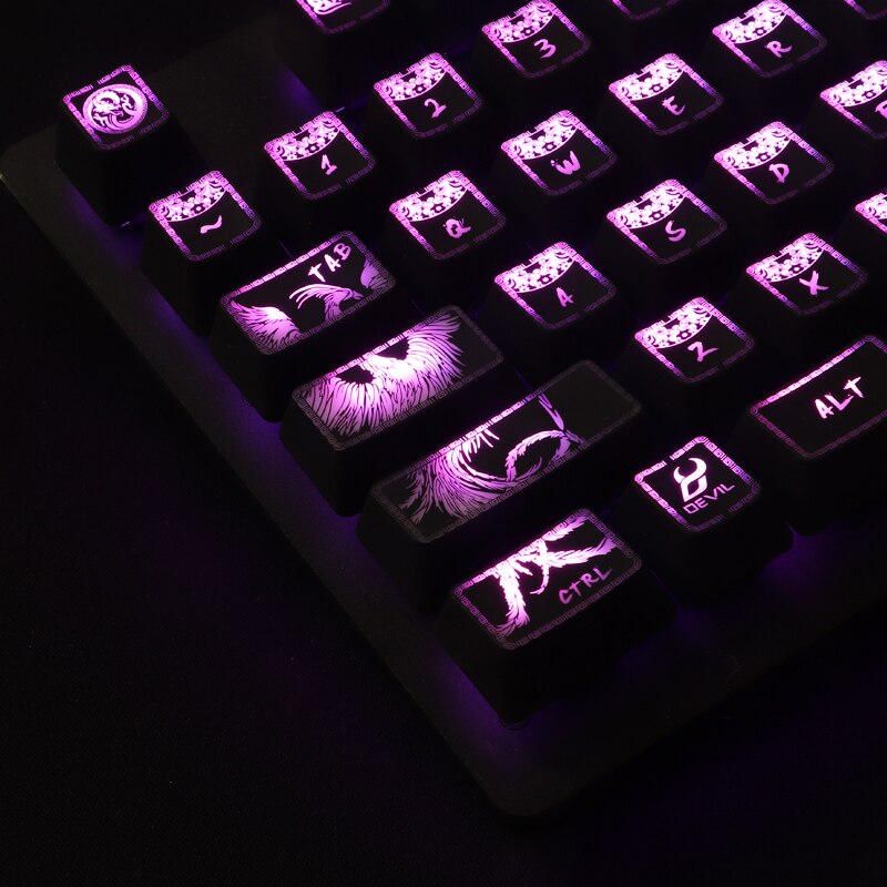 1 Juego de teclas retroiluminadas de alta gama, Teclado mecánico de estilo chino, tapa de llave de recubrimiento de agujero negro para Corsair K70 K95 Razer Cherry OEM