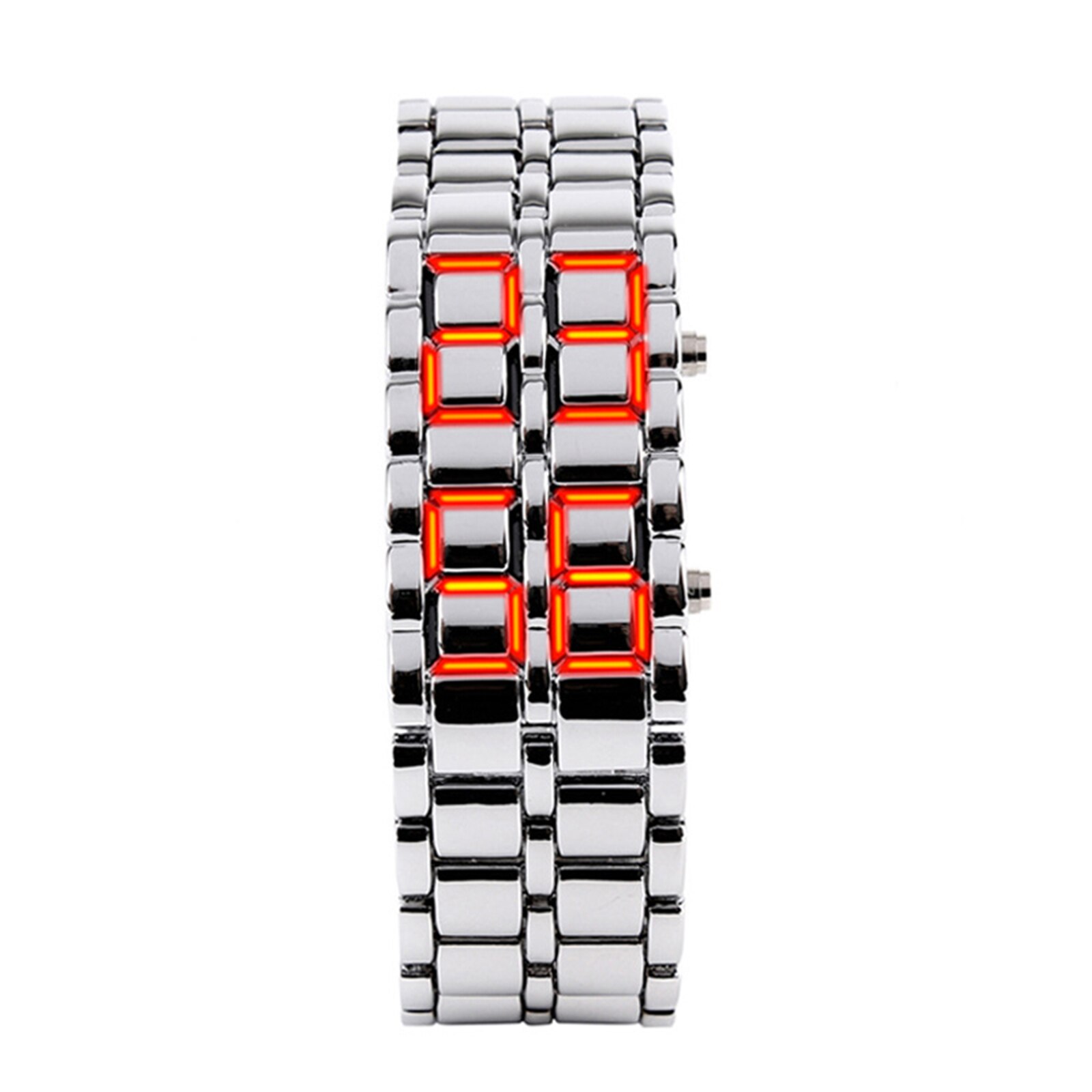 Binary-pulsera Digital LED para parejas, reloj a juego, de , FOU99: silver red