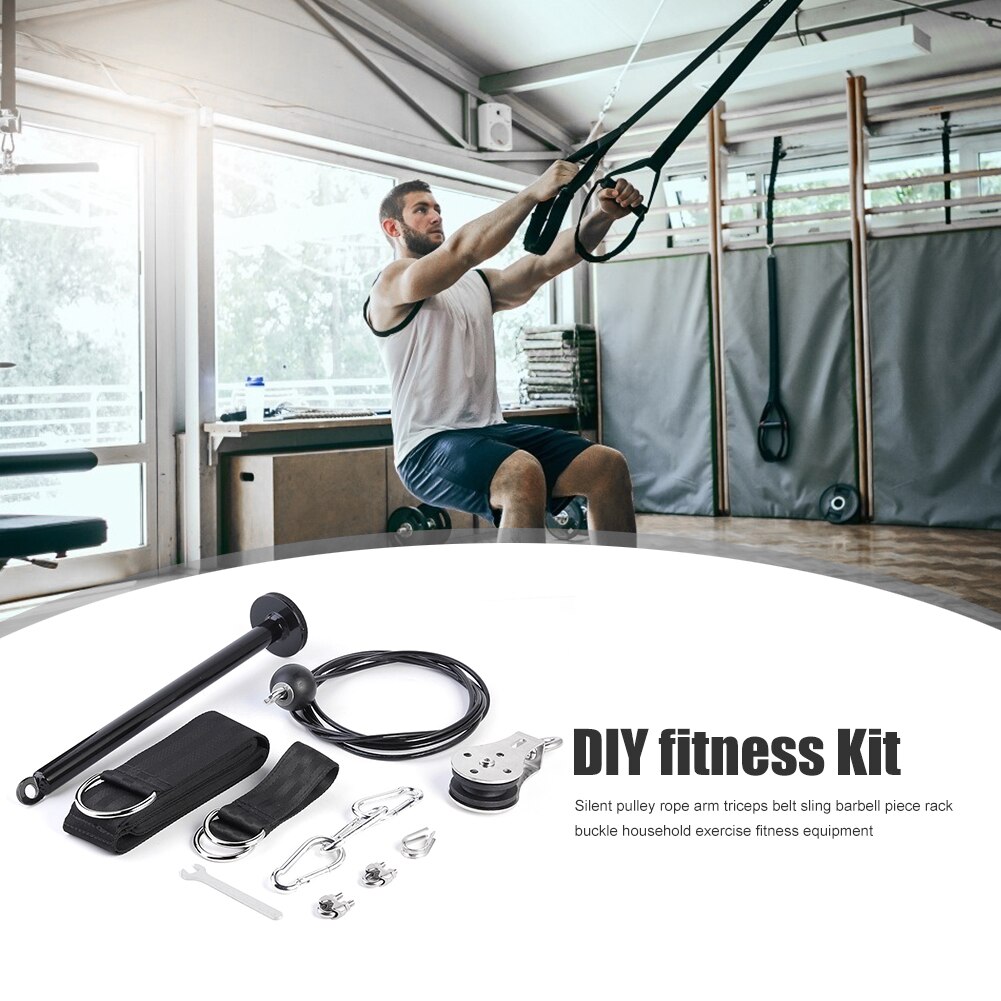 Fitness Pulley Cable Machine DIY Adjustable Length Set Arm Triceps Strength Training Home Gym Workout Sport Equipment