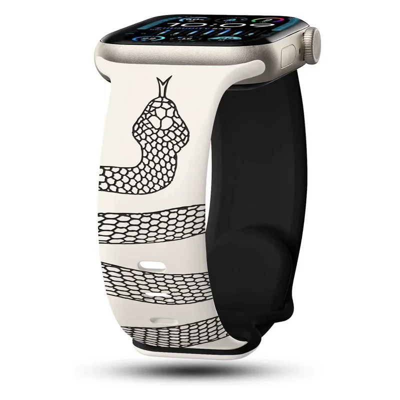 bracelet en Silicone serpent gravé pour Apple Watch 42mm 46mm 49mm 41 45 40 38 bracelet pour montre S10 9 8 7 parfait usage quotidien Sport