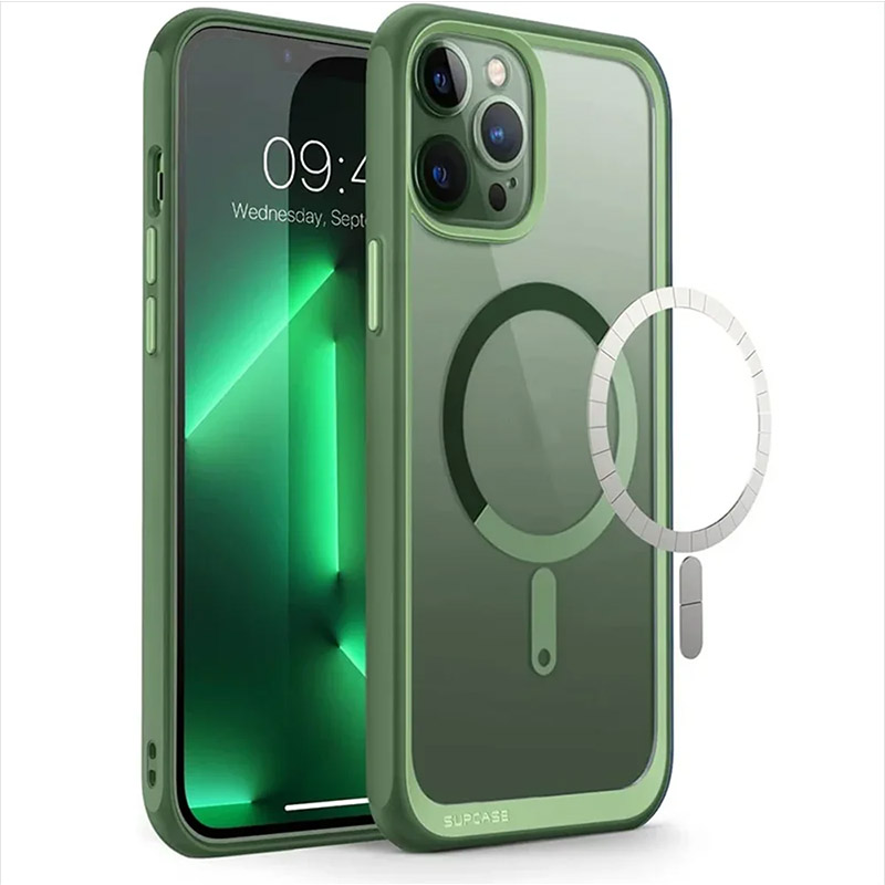 SUPCASE para iPhone 13 Pro Max funda de 6,7 pulgadas ) UB Mag Series funda protectora transparente híbrida Premium Compatible con MagSafe: Verde