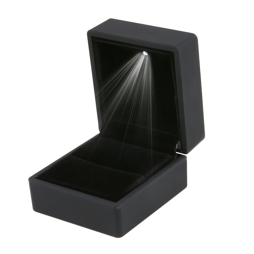 Zwart/Blauwe LED Verlichte Earring Ring Box Wedding Ring Sieraden Display Verpakking Organizer Opslag Voor Engagement