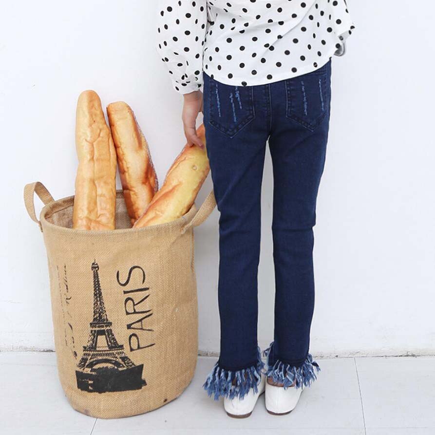 Børn jeans piger efterår forår bomuld denim bukser baby piger casual frynser bukser børn denim outwear 3-11y børn outwear