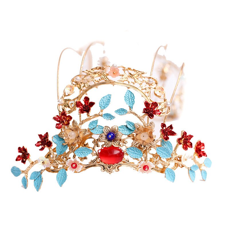 Chinese Antieke Chinese Tiara Haaraccessoires Kostuum Lange Fringe Haarspeld Bandeau Haar Ornament