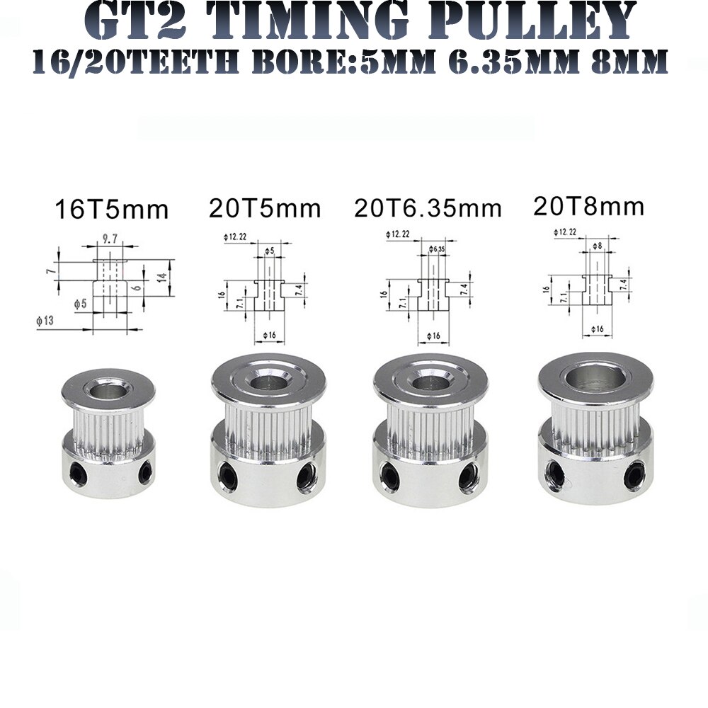 GT2 Idler Timing Pulley 20T 5mm Bore 6mm Belt – For RepRap 3D Printers