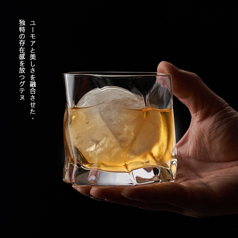 Gobelet japonais en verre à Whisky de forme irrégulière, verre à Whisky de style Makoto Komatsu, verre de dégustation de Cognac