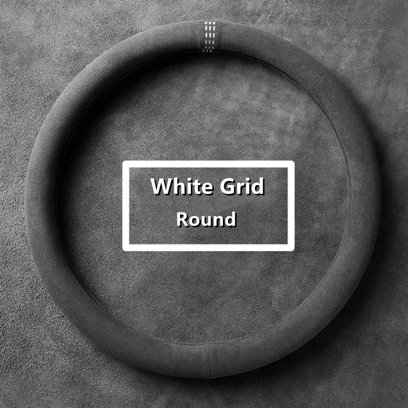 Auto Lenkrad Abdeckung Wildleder Ultra-dünne Nicht-Unterhose D-förmigen Runde Atmungsaktiv Schweiß-saugfähig Leder luxus Abdeckung für Alle Saison: Grau