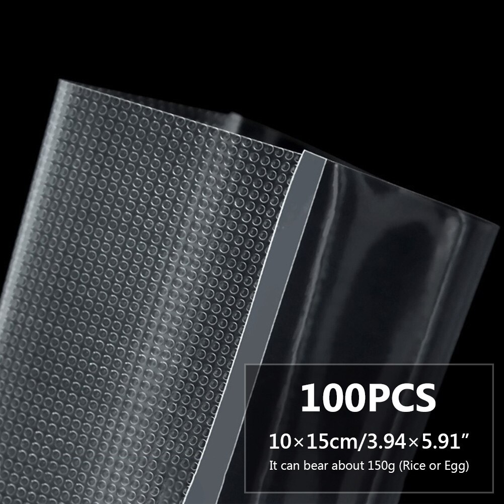 100Pcs Food Storage Clips Wrap Embossed Textured Food Vacuum Bags Pouche Packaging Freezing Kitchen Bag Strong Sealer Storage: 10X15cm
