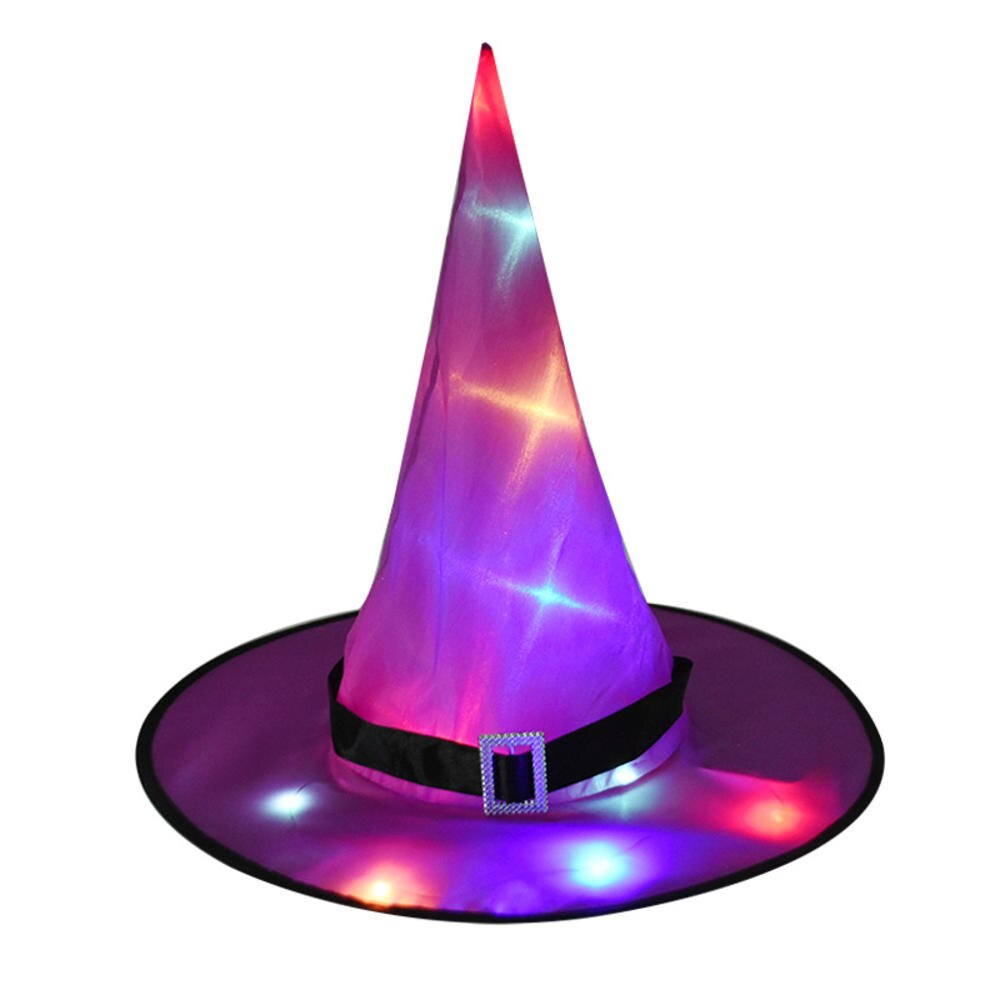 1pcs Halloween Witch Hat with LED Light Glowing Hanging Decor Suspension Tree Glowing Hat for Kids Party Supplies: Purple