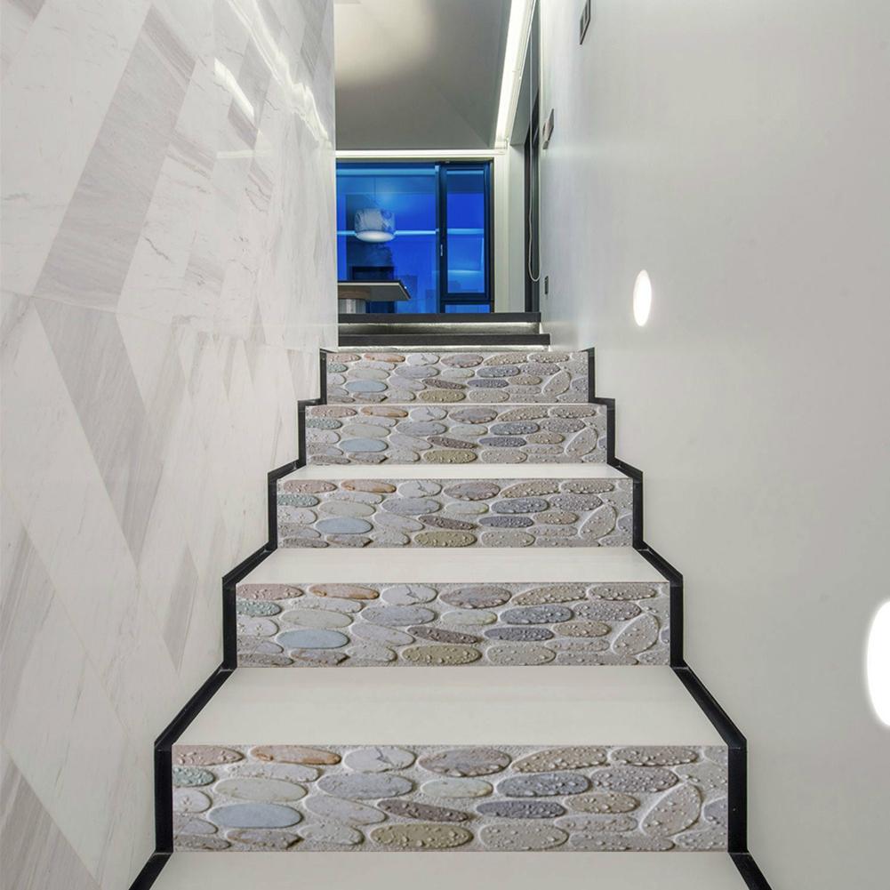 6 Stck Abnehmbare Treppen Aufkleber Treppe Schritt Selbst-Klebstoff Wasserdicht PVC Treppen Hause Dekoration Aufkleber Kopfstein aufbringen