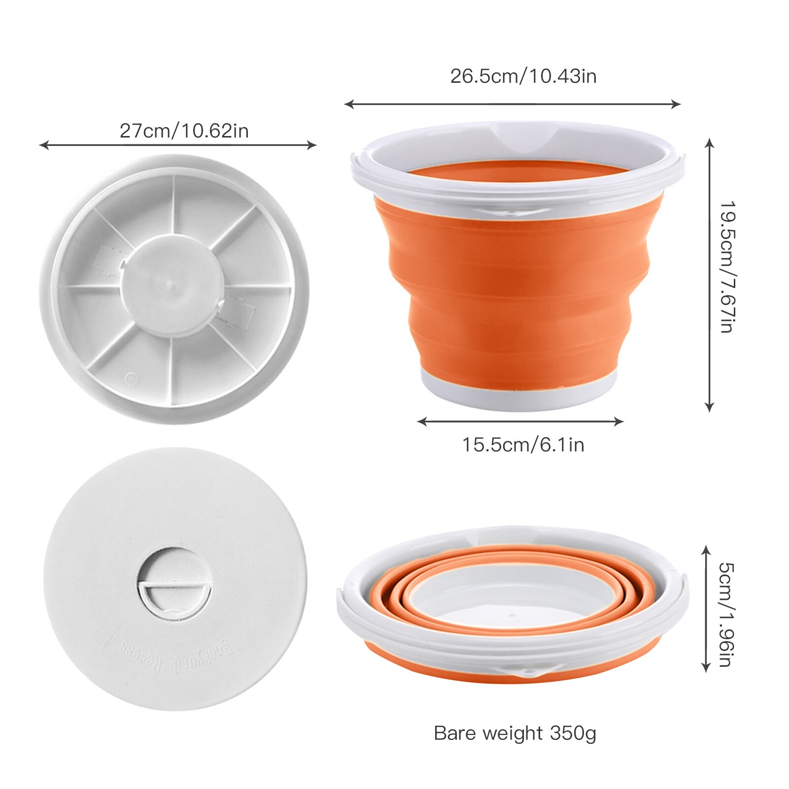 Seau pliant en plastique de 1,5 l – 10l, seau pliant pour la pêche, lavage de voiture, seau de pêche en plein air, Camping, salle de bain, outil de cuisine