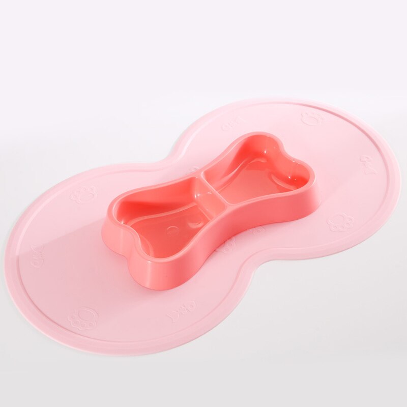 Silicone Waterproof Pet Feeding Mat Double Dog Bowls Dog Wear-resistant Pet Water Food Holder Cat Feed Bowl Mats