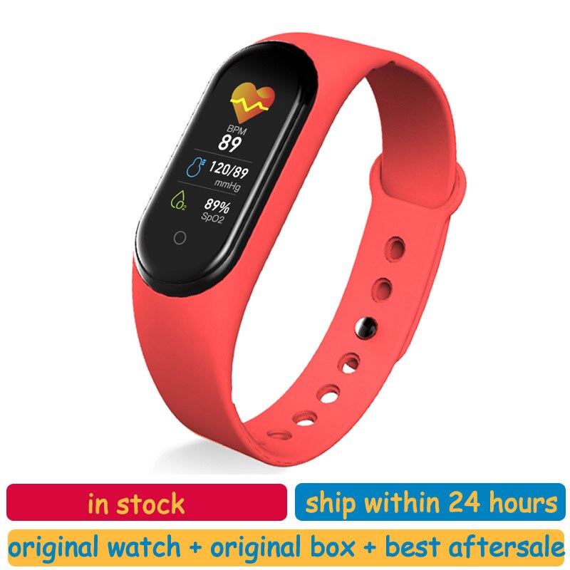 M5 Smart Horloge Vrouwen Bluetooth Call/Muziek Slimme Band Waterdicht Hartslag Bloeddruk Mannen Gezondheid Polsbandje Slimme Armband: red