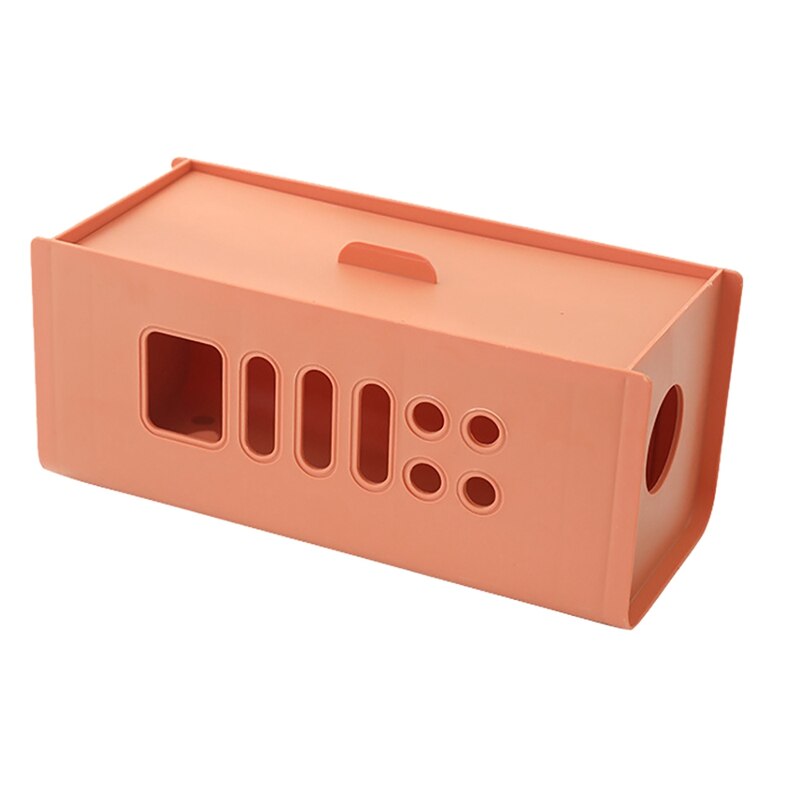 Cable Extension Cord Wire Organizer Desktop Gadget Power Socket Storage Bin Mobile Charger Electrical Holder: Orange
