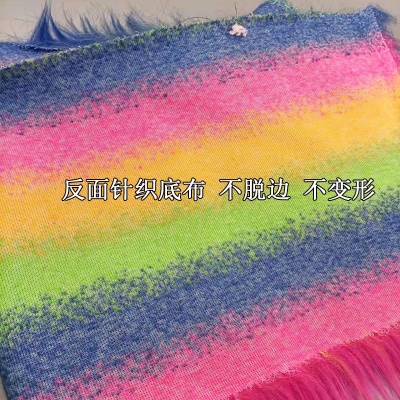12Cm Lange Stapel Regenboog Kleur Imitatie Bontjas Kraag Prestaties Kleding Pluche Stof Voor Patchwork