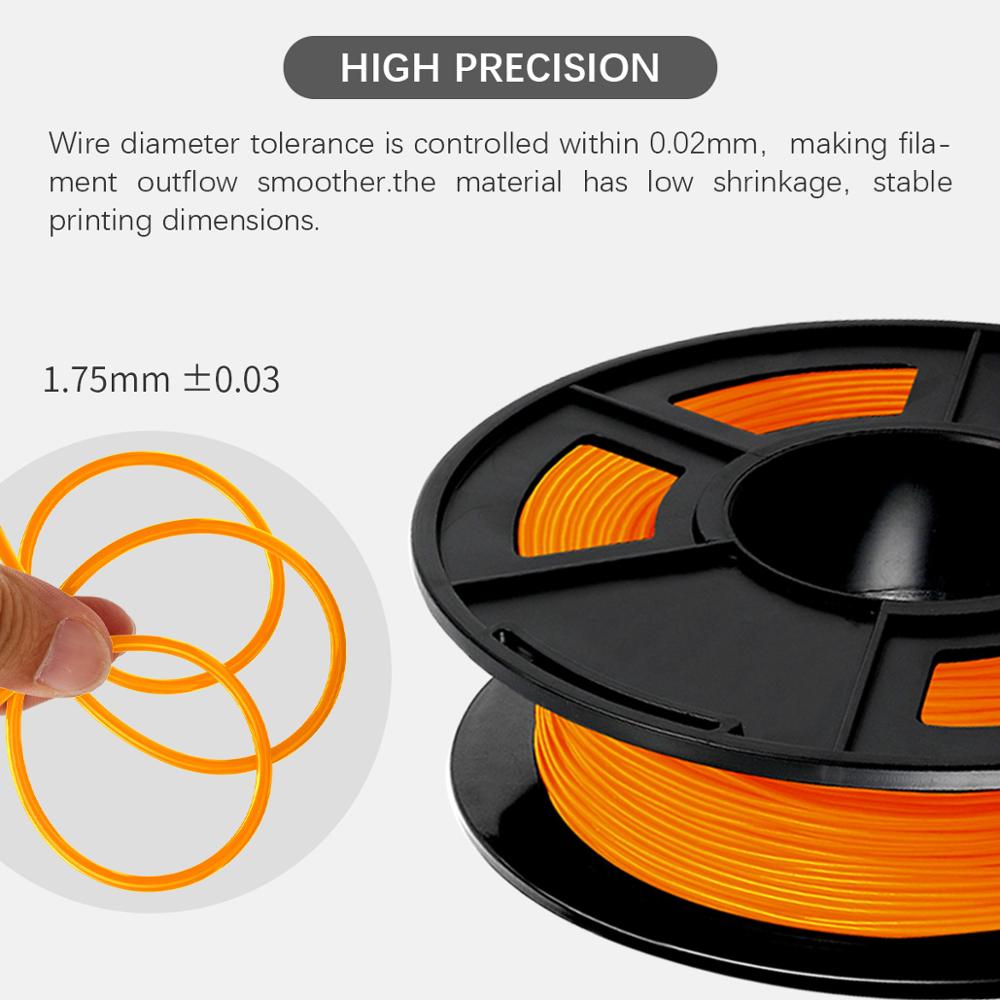 Filament souple Flexible Orange de la tolérance 0.5mm du Filament 1.75 kg 0.02mm de la protection 3D pour le matériel d'impression de coque de téléphone de chaussures d'imprimante 3D