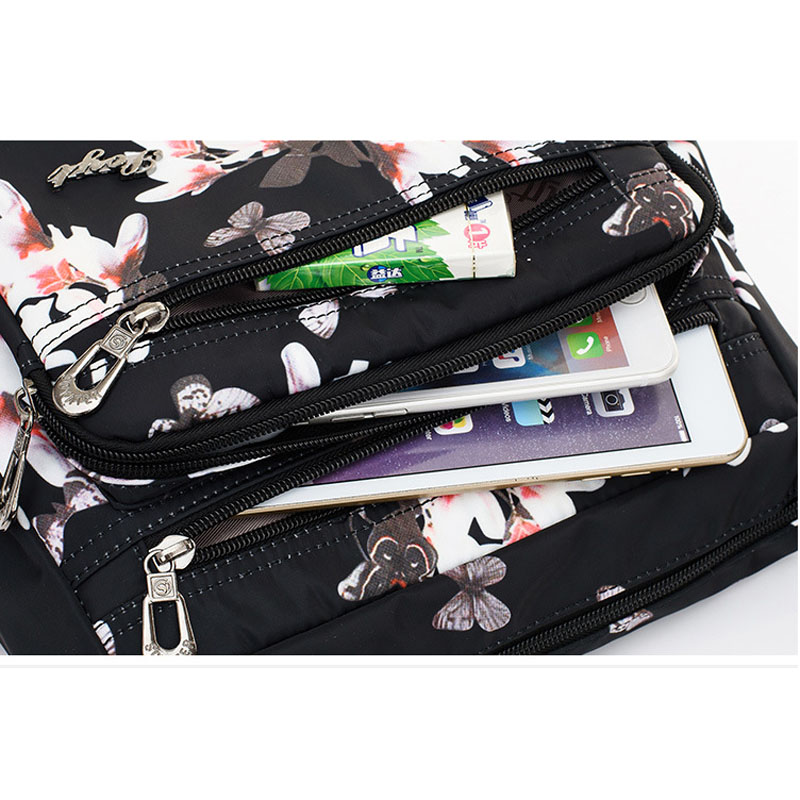 Handbags Women Flower Butterfly Printed Waterproof Nylon Shoulder Bags Retro Crossbody Bag Bolso sac a main femmel