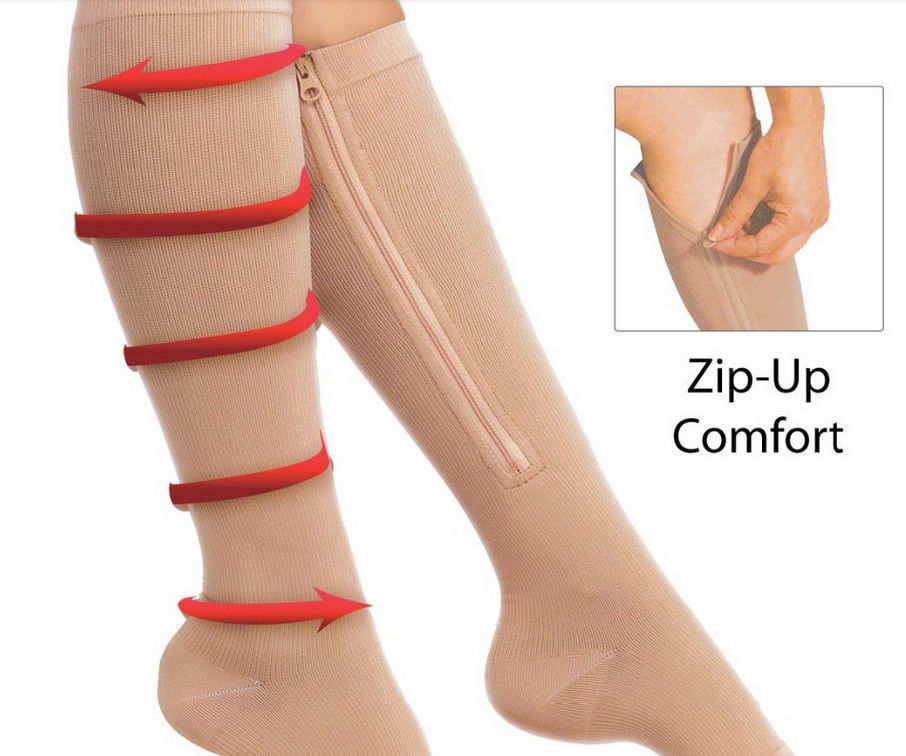 Men Women Compression Zip Sox Stockings Zipper Leg Support Unisex Open Toe Knee Stockings Socks Hosiery Exotic Apparel