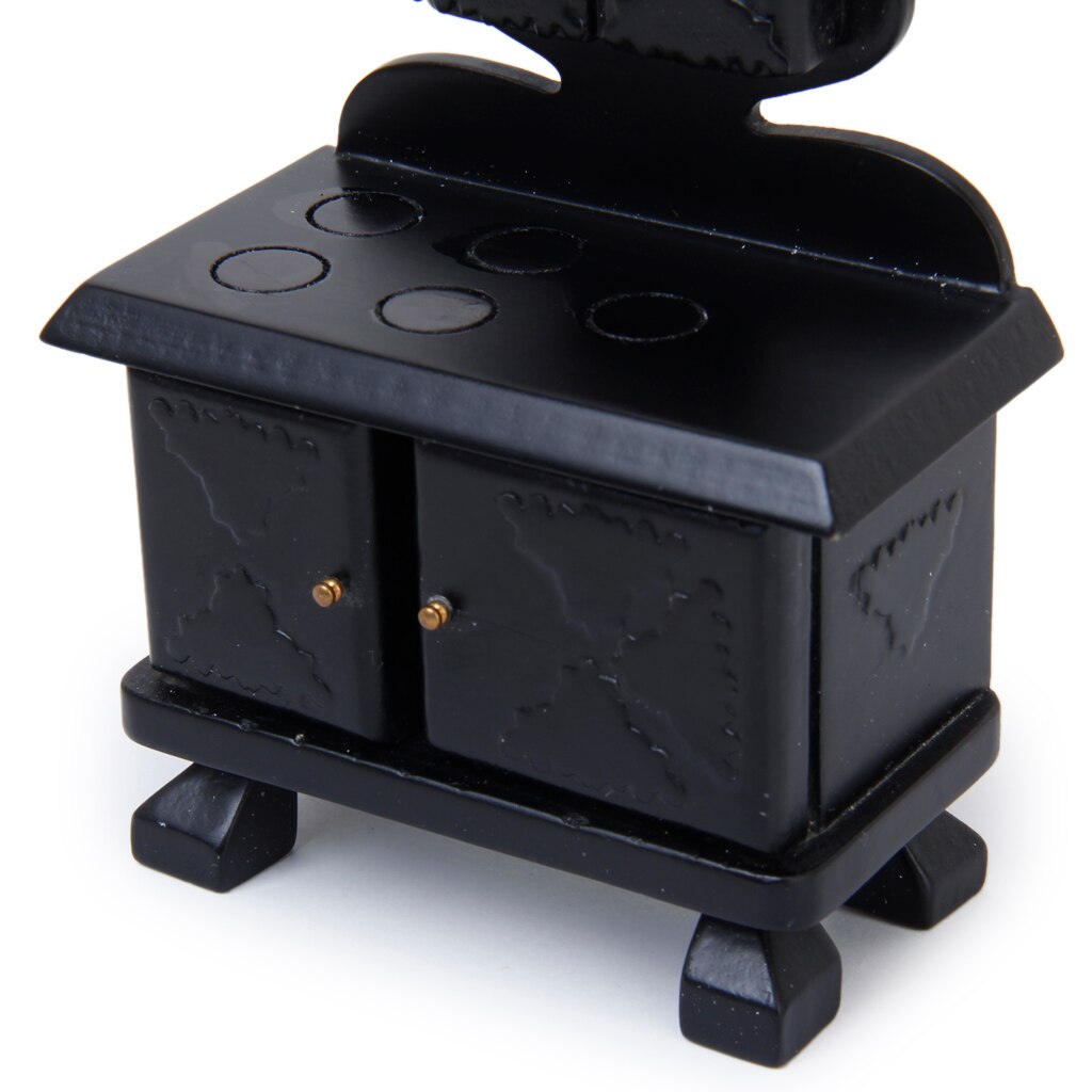 Vintage Wood Miniature Kitchen Stove Cooker Black for Dollhouse Furniture Accessory