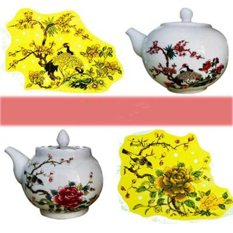 2PCS/Set Pottery Ceramics Clay Transfer Paper Overglaze Decal Paper JingDeZhen Medium Temperature DIY Painted Pottery Tools