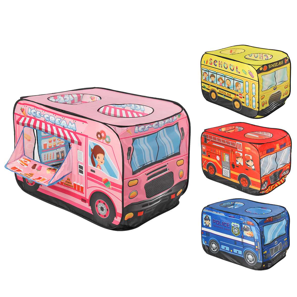 Game House Play Tent Fire Truck Bus Foldable Up Toy Playhouse Cloth Children's Toy Tent Firefighting Model House Bus