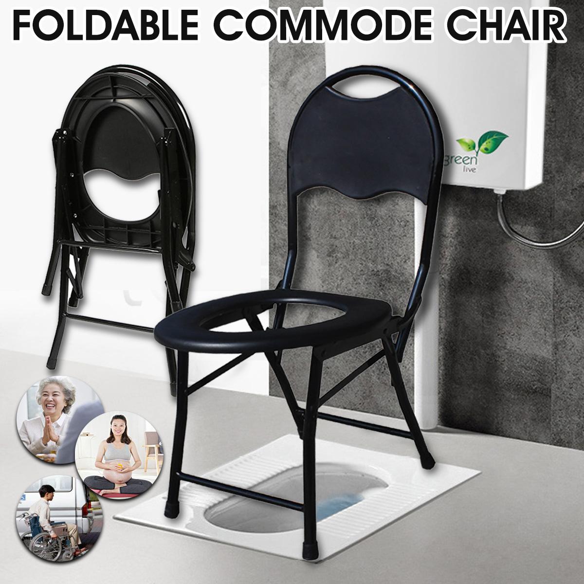 Portable Folding Bedside Potty Chair Commode Seat Bathroom Shower Chair No-slip Feet For Elderly Pregnant Toilet Stool Chairs