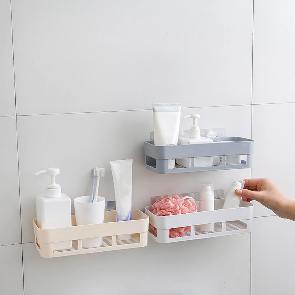 Self-Adhesive Bathroom Storage Shelf Punch-Free Kitchen Toilet Wall Hanging Storage Rack Household Kitchen Bathroom Organizer
