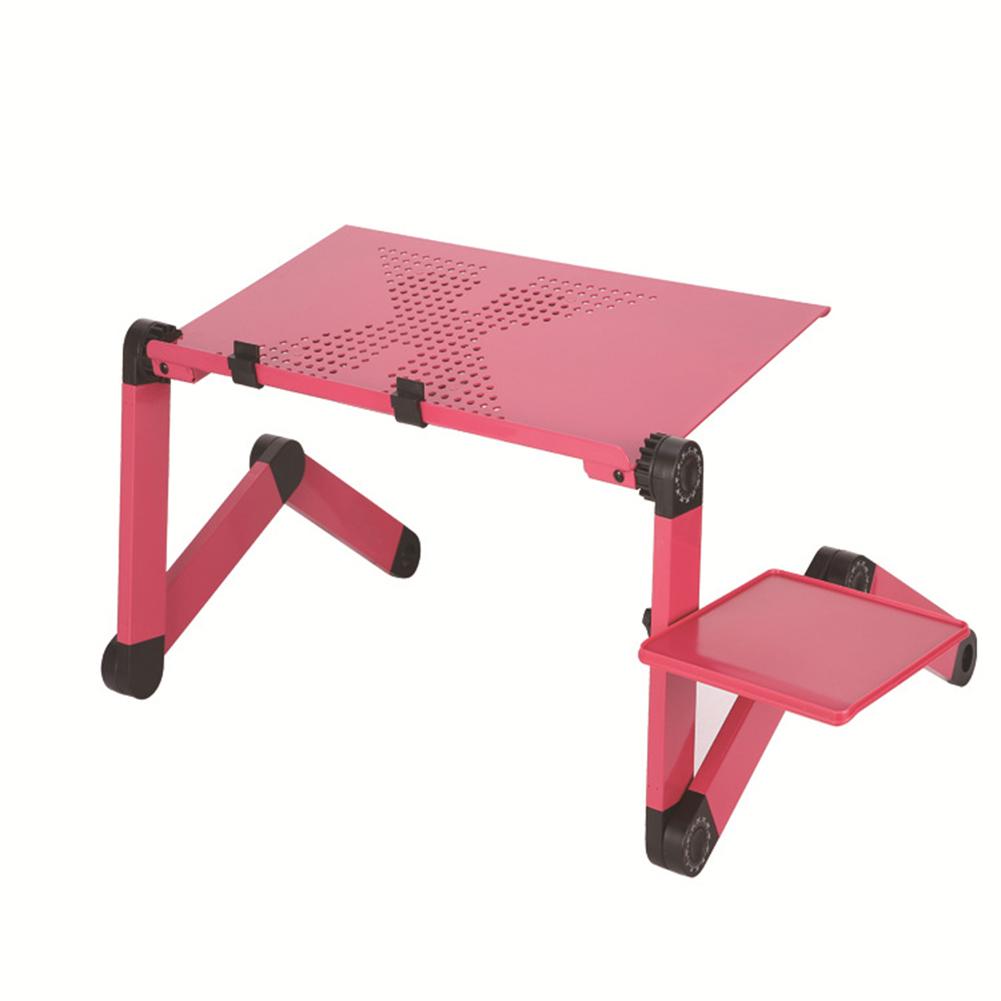Justerbart aluminium bærbart skrivebord ergonomisk bærbart tv seng sofa pc bord stativ notisbok bord bord stativ med musematte: Rød