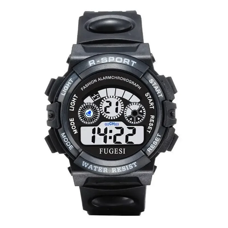 Elektronische Kinderuhren, Farbe, leuchtendes Zifferblatt, wasserdicht, multifunktional, nachtleuchtender Wecker, Uhr für Jungen und Mädchen: Dark Brown