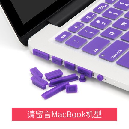 Anti-støv stik sæt kompatibelt til old macbook air 13 / macbook air 11 11.6 tommer / old macbook pro 13 15 tommer: Lilla