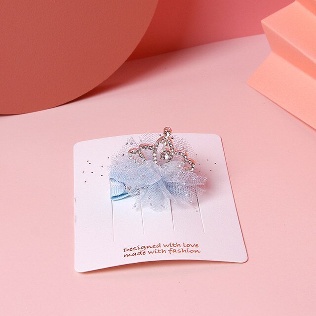 Tyttöjen joutsen hiuskahvat muhkeat hiusklipsit lasten juhlat hiusten koristelu koriste prinsessa joutsen hiusneulat barrette lasten päähineet: Sininen kruunu