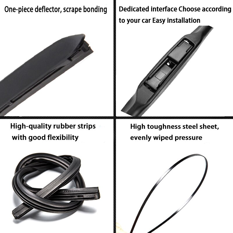 Wiper Front &amp; Rear Windscreen Wiper Blades Set For Nissan Qashqai J11 26"17"12"