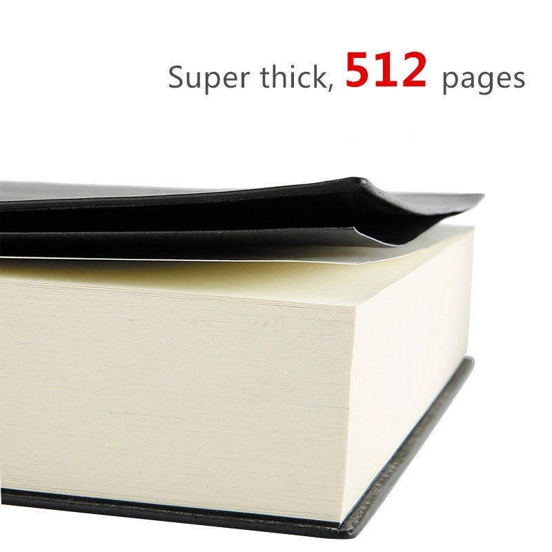 Blødt imiteret læder supertyk 512 sider styret notesbog  a5 daglige notesbogs levetid registrerer bedst i 2-3 års skrivning