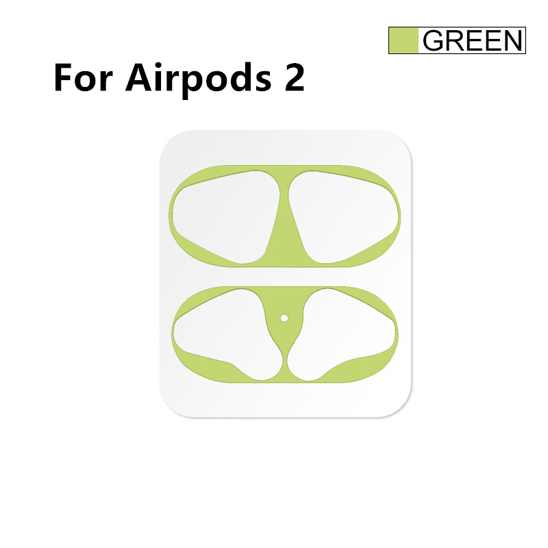 Dust Guard Voor Apple Airpods 1 2 Bluetooth Oortelefoon Metalen Voor Airpods1 Air Pods 2 Draadloze Hoofdtelefoon Opladen Box Stofdicht case: green for airpods 2