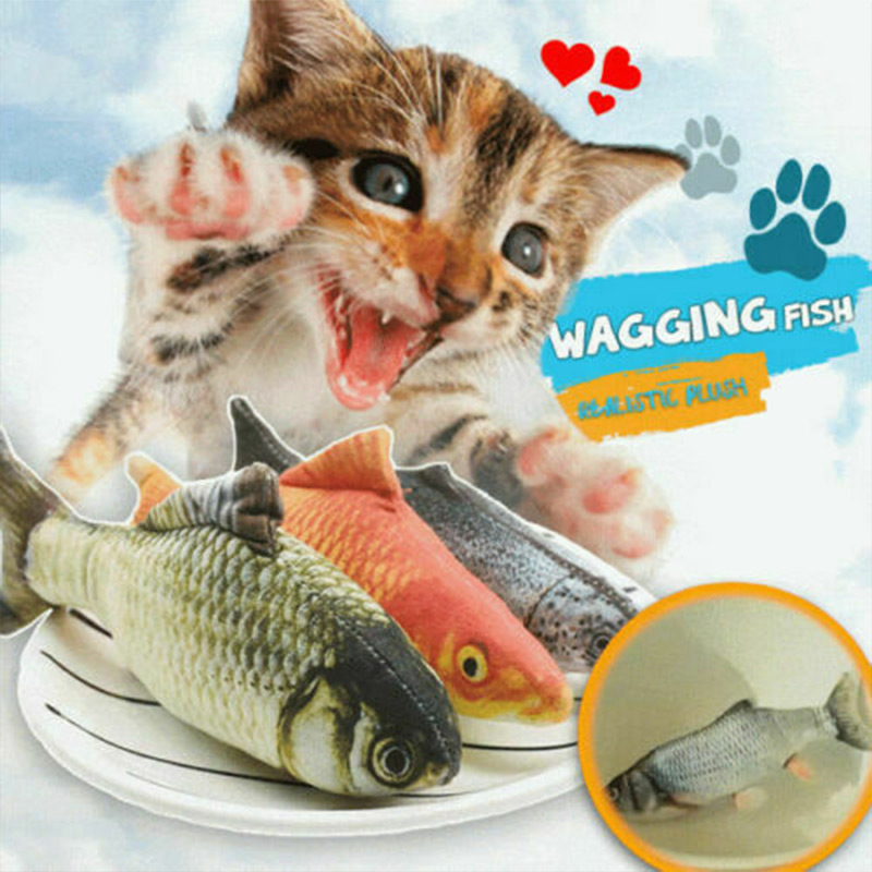 20/30/40 cm Simulation Fish Plush Toys Cat Wagging Fish Soft Realistic Red carp Saury Catfish Toy For Pet Funny Chewing