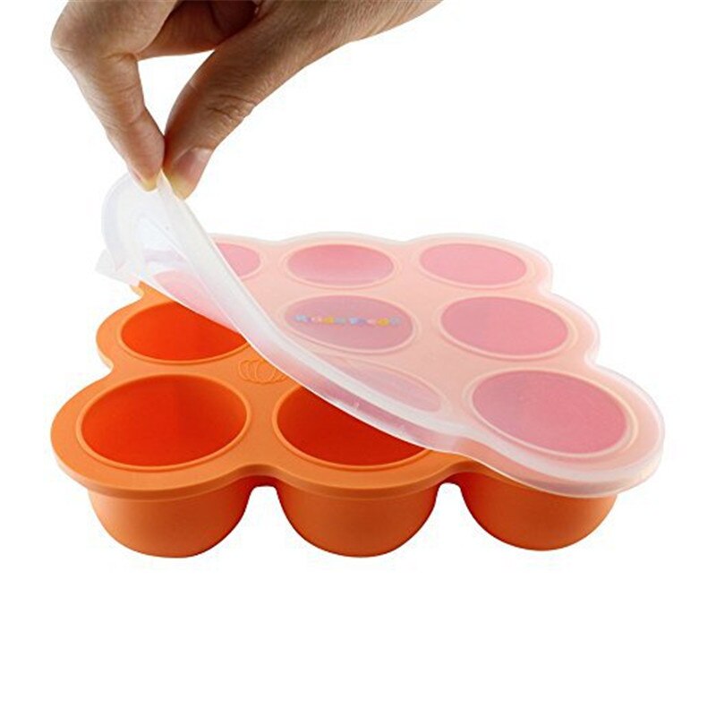 9 gürten Eis tablett bilden Baby Lebensmittel Container Silikon Obst Muttermilch Lagerung Tragbare freundlicher Geschirr Feld Gefrierfach: Orange