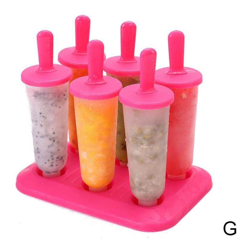 Molde redondo de 6 celdas para hacer Helados y Postres, herramienta de cocina para verano, G4S6: Pink