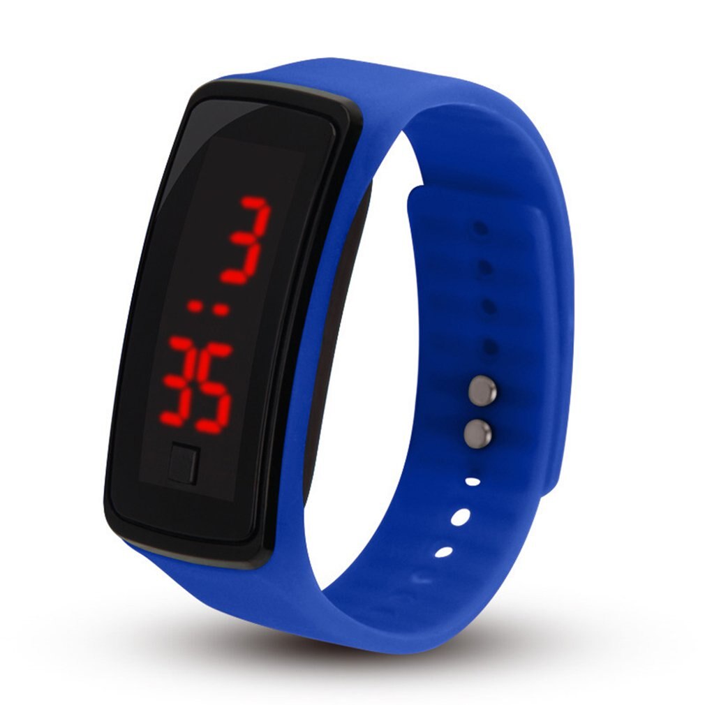 Relojes deportivos LED para hombre y mujer, de silicona de Color caramelo, con pantalla táctil, relojes digitales, pulsera impermeable, reloj de pulsera para niños: dark blue