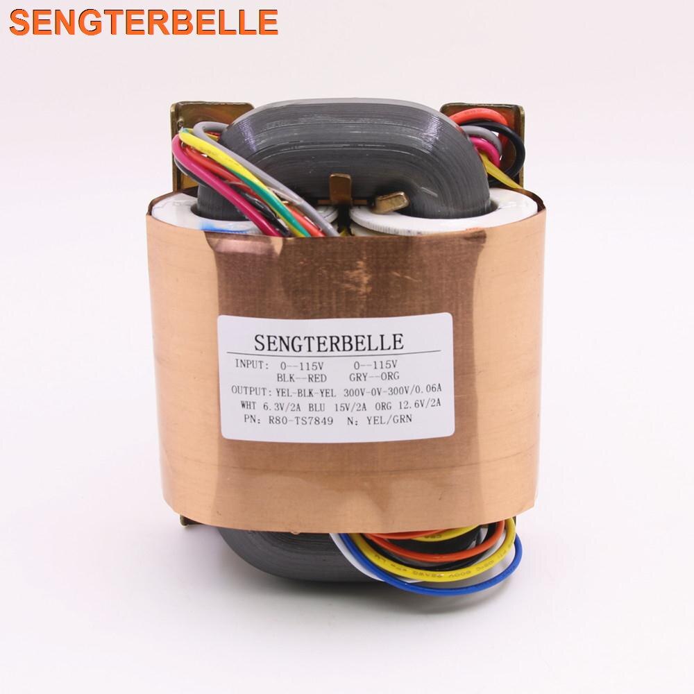 100W R80-31 R-core Power Transformer 300-0-300 (60mA), 0-6.3 (2A), 0-15 (2A), 0-12.6 (2A) 100VA For Tube Preamp Audio