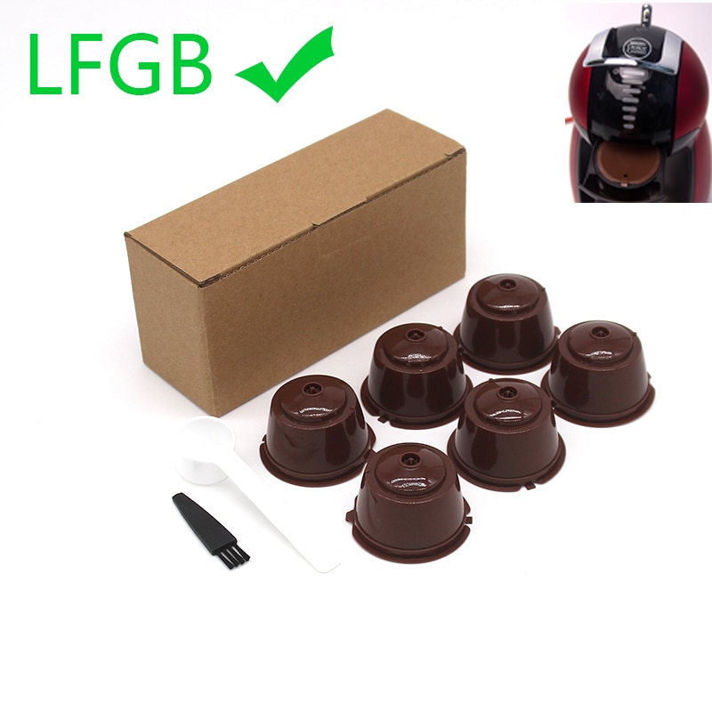 Capsules de café réutilisables pour Dolce Gusto, dosette pour nescafé, avec cuillère, brosse, accessoires de cuisine, 6 pièces
