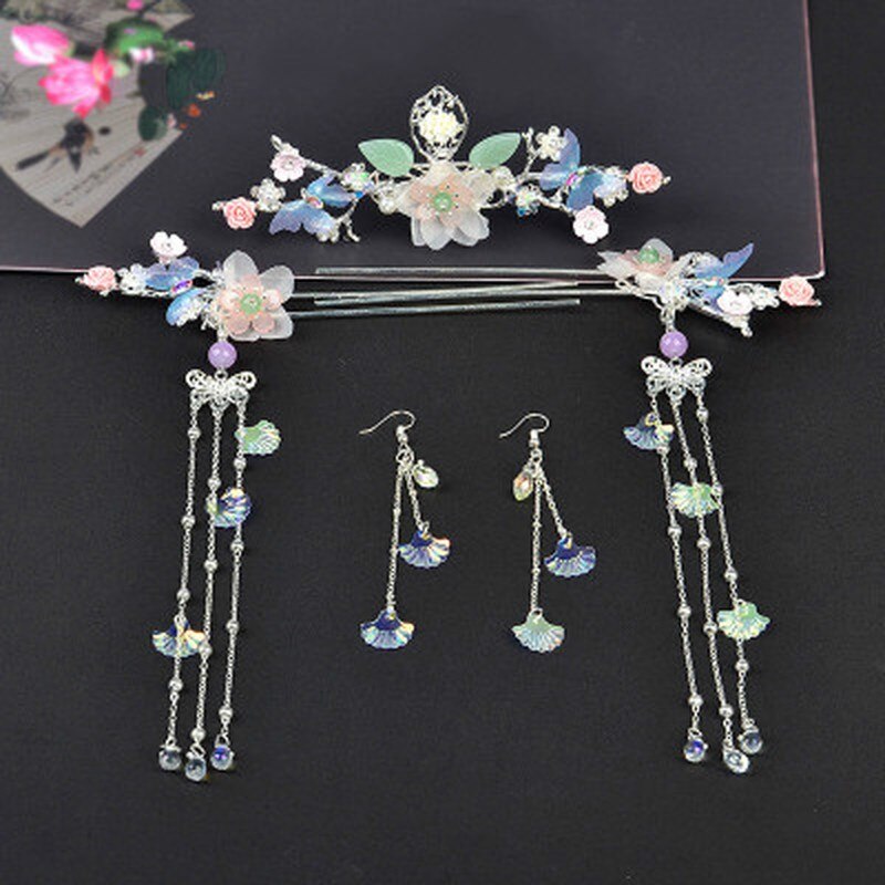 Chinese Style Hairpin Wedding Hair Accessories Hair Stick Headdress Head Jewelry Bridal Earring Headpiece