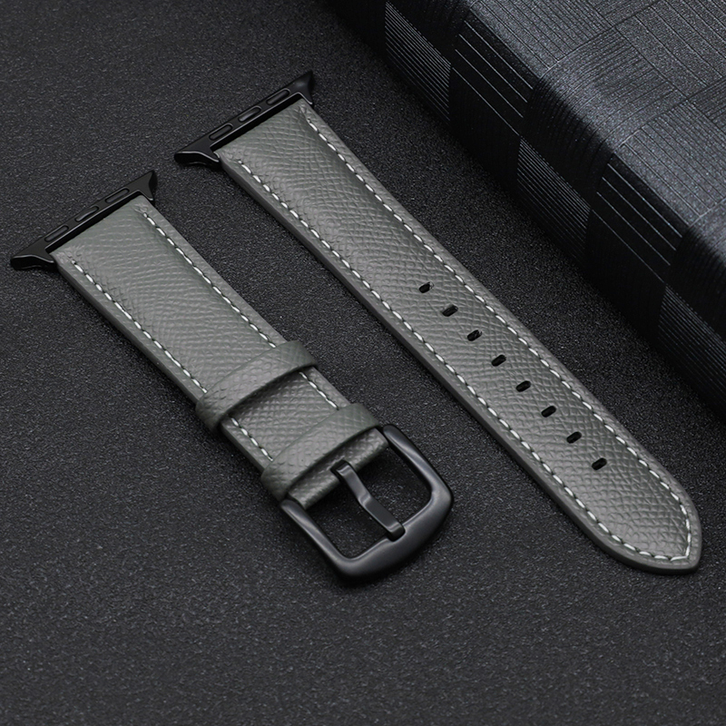Læderrem til apple watch-rem serie 9 8 7 6 5 4 3 ultra se komfortabel armbånd iwatch 49mm 45mm 44mm 42mm 41mm 40mm 38mm: Grøn blå / 12mm