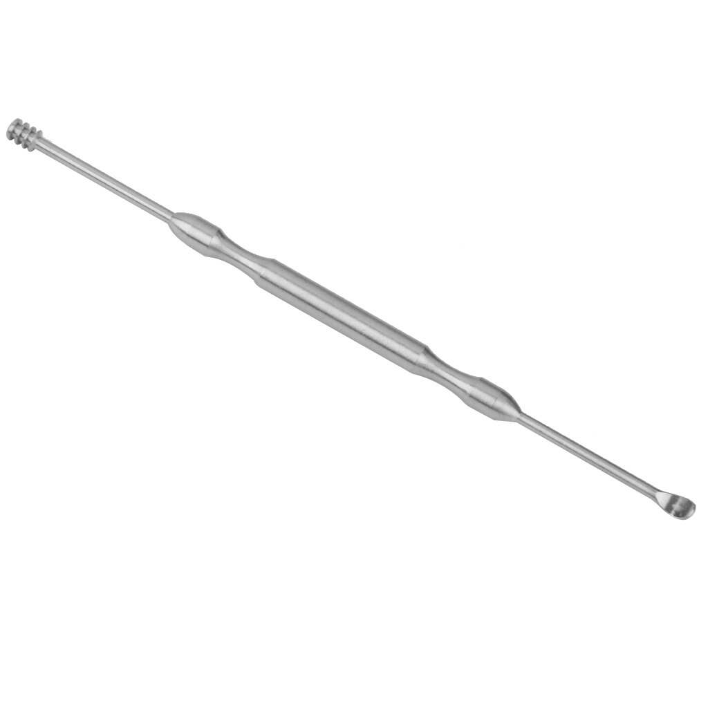 Limpiador de oreja de acero inoxidable, herramienta de palo de limpieza de doble extremo, eliminación de cera de oreja plateada