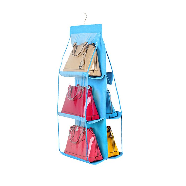 6 Pocket Handtas Opslag Opknoping Zakken Duurzaam Deur Mode Backbag Opbergtas Hoge Home Benodigdheden Kast Rek Hangers: Sky Blue
